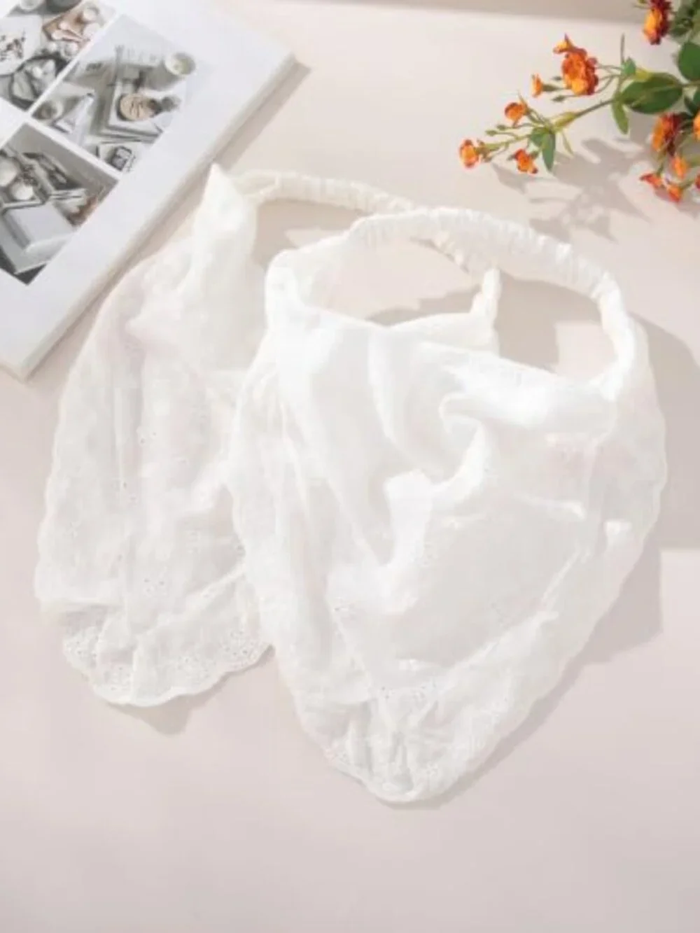 Lace Head Scarf for Women Cotton Elastic Wrap Headband Bandana 2PCS